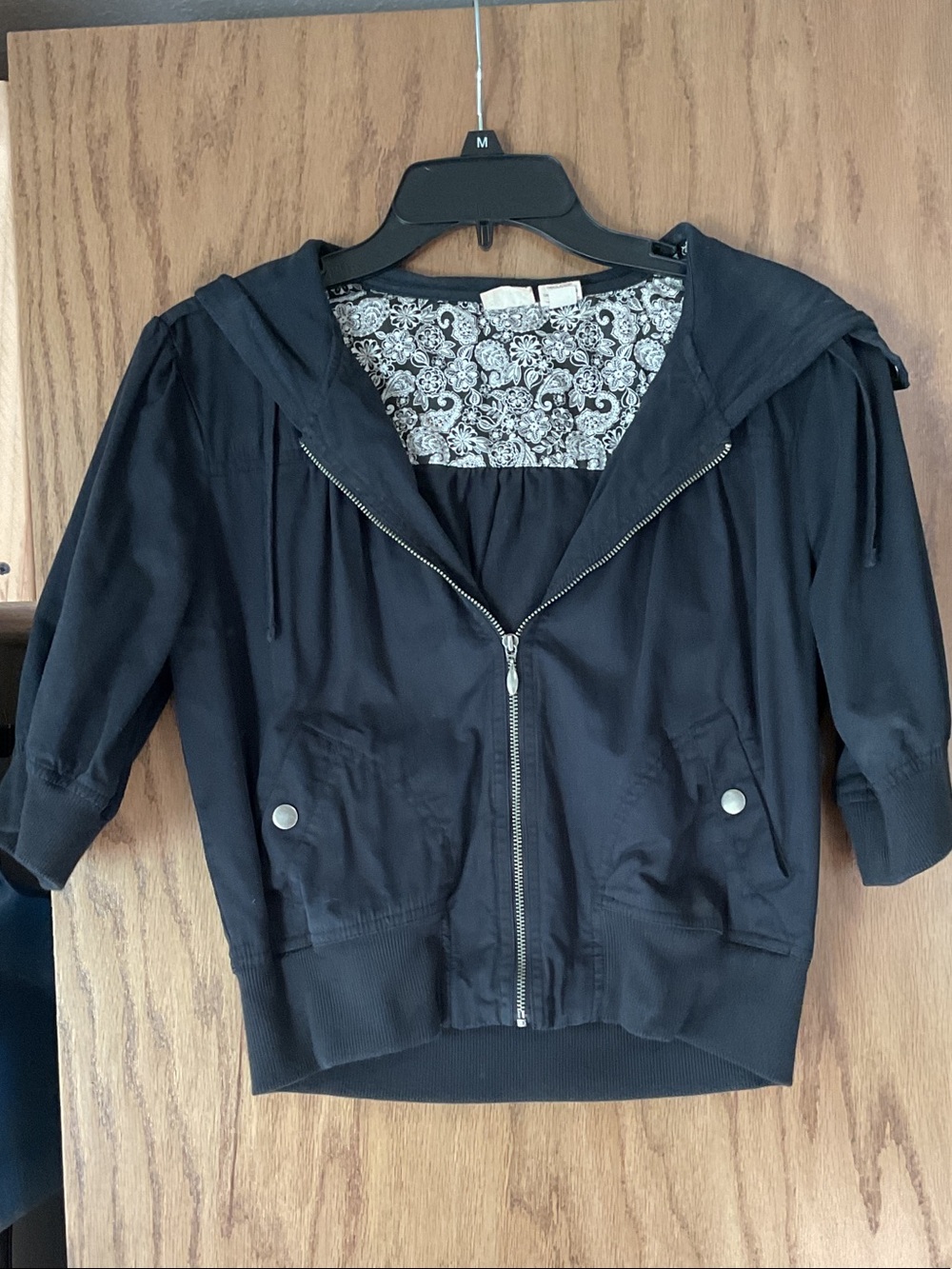 Mudd Black Hooded Zip Bomber Jacket